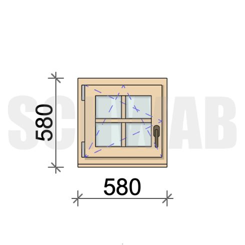 60x60 cm bukó-nyíló fa ablak álosztóval balos