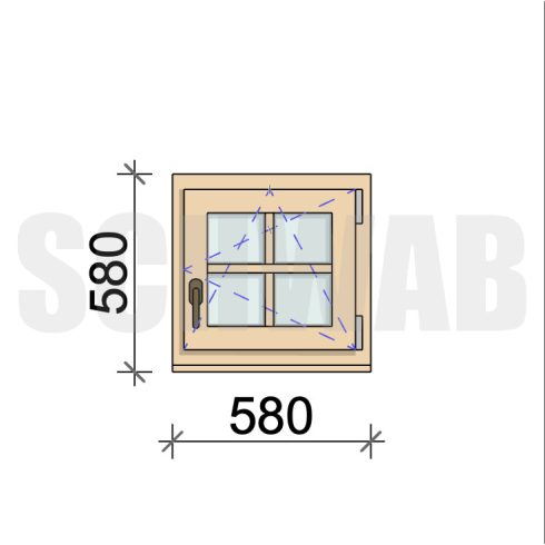 60x60 cm bukó-nyíló fa ablak álosztóval jobbos
