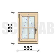 60x90 cm bukó-nyíló fa ablak álosztóval balos
