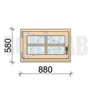90x60 cm bukó-nyíló fa ablak álosztóval balos