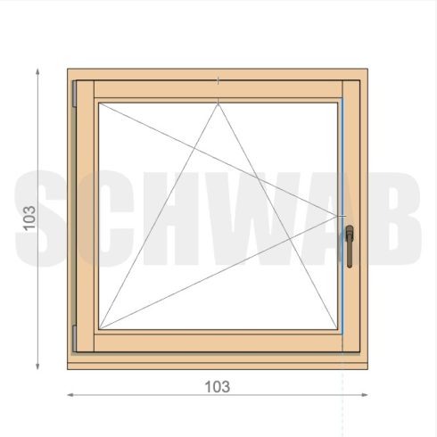 105x105 cm bukó-nyíló fa ablak balos