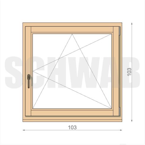 105x105 cm bukó-nyíló fa ablak jobbos