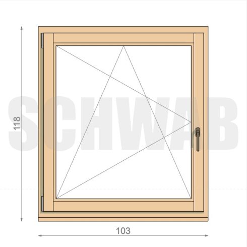 105x120 cm bukó-nyíló fa ablak balos