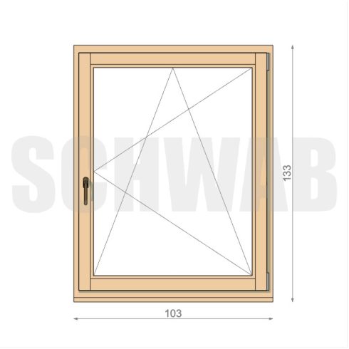 105x135 cm bukó-nyíló fa ablak jobbos