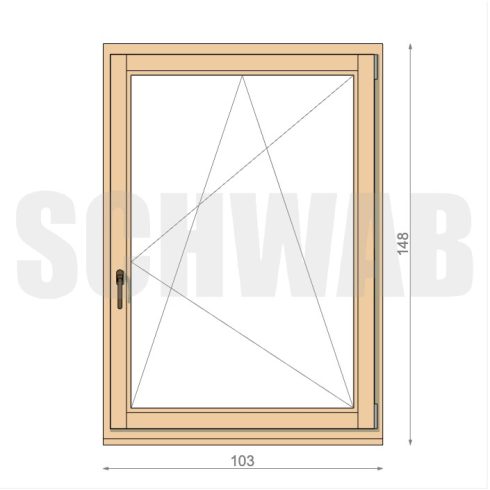 105x150 cm bukó-nyíló fa ablak jobbos