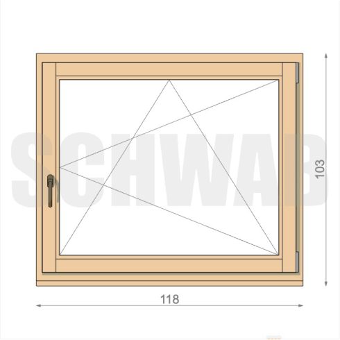 120x105 cm bukó-nyíló fa ablak jobbos