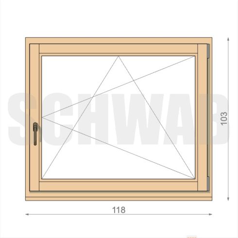 120x105 cm bukó-nyíló fa ablak jobbos