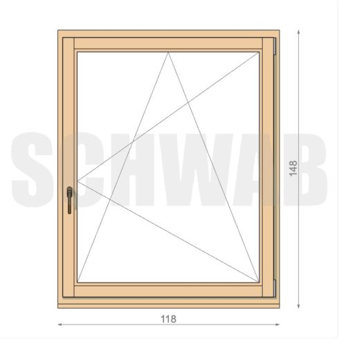 120x150 cm bukó-nyíló fa ablak jobbos