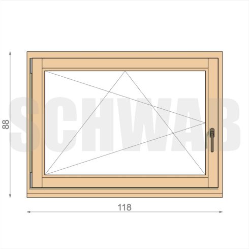 120x90 cm bukó-nyíló fa ablak balos