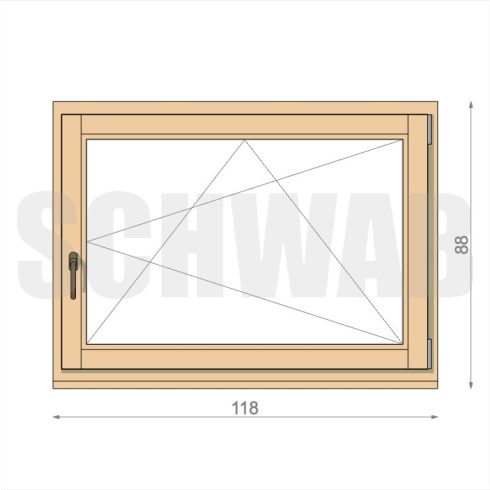 120x90 cm bukó-nyíló fa ablak jobbos