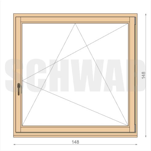 150x150 cm bukó-nyíló fa ablak jobbos