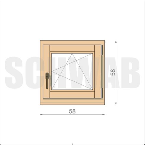 60x60 cm bukó-nyíló fa ablak jobbos