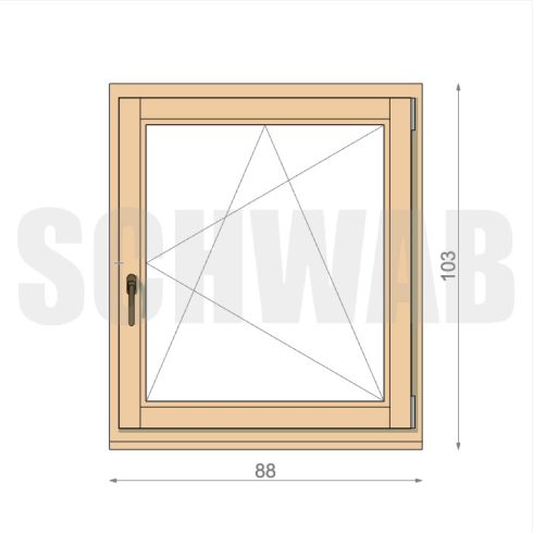 90x105 cm bukó-nyíló fa ablak jobbos