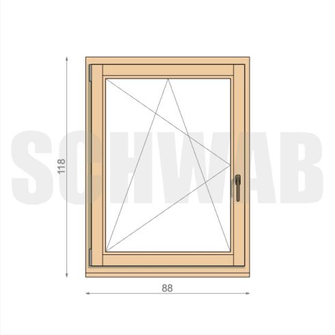 90x120 cm bukó-nyíló fa ablak balos