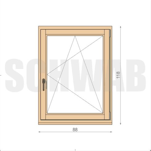 90x120 cm bukó-nyíló fa ablak jobbos