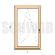 90x150 cm bukó-nyíló fa ablak balos
