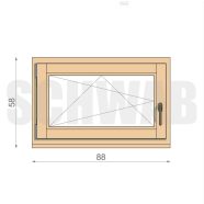 90x60 cm bukó-nyíló fa ablak balos