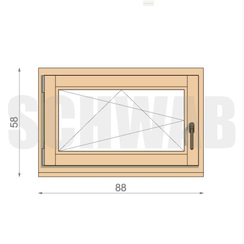 90x60 cm bukó-nyíló fa ablak balos