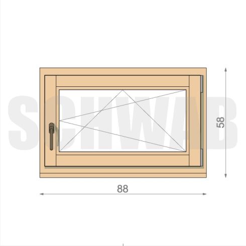 90x60 cm bukó-nyíló fa ablak jobbos