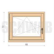 90x75 cm bukó-nyíló fa ablak balos