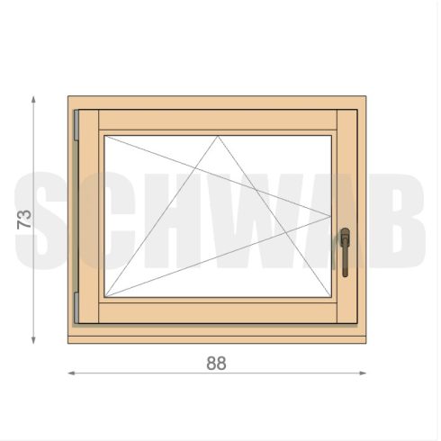 90x75 cm bukó-nyíló fa ablak balos