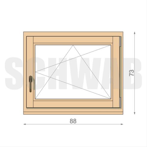 90x75 cm bukó-nyíló fa ablak jobbos