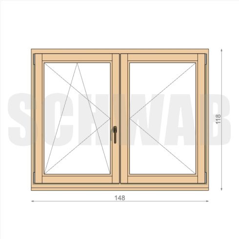 150x120 cm kétszárnyú fa ablak balos