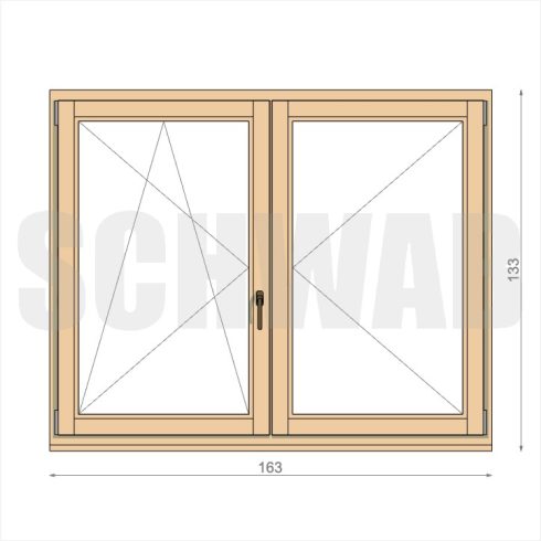 165x135 cm kétszárnyú fa ablak balos