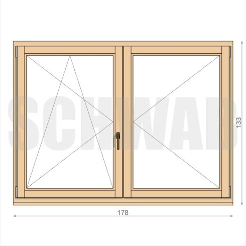 180x135 cm kétszárnyú fa ablak balos