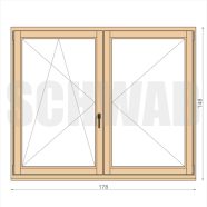 180x150 cm kétszárnyú fa ablak balos