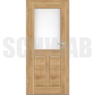   Nemezja-11 tömör MDF CPL fóliás üveges belső ajtó tölgy blokktokkal balos