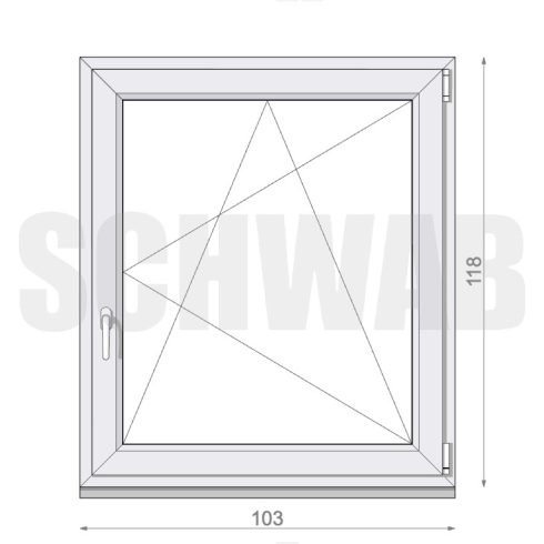105x120 cm műanyag bukó-nyíló ablak jobbos - KIFUTÓ