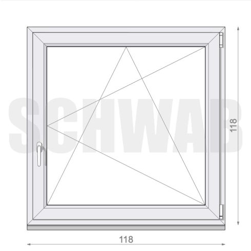 120x120 cm műanyag bukó-nyíló ablak jobbos - KIFUTÓ