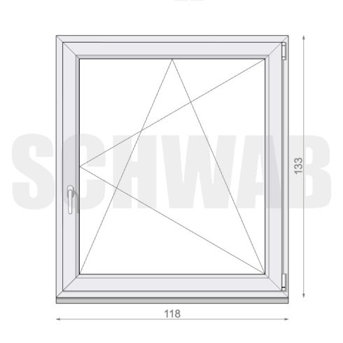 120x135 cm műanyag bukó-nyíló ablak jobbos - KIFUTÓ