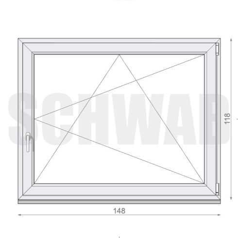 150x120 cm műanyag bukó-nyíló ablak jobbos - KIFUTÓ