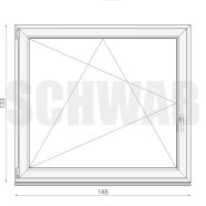 150x135 cm műanyag ablak
