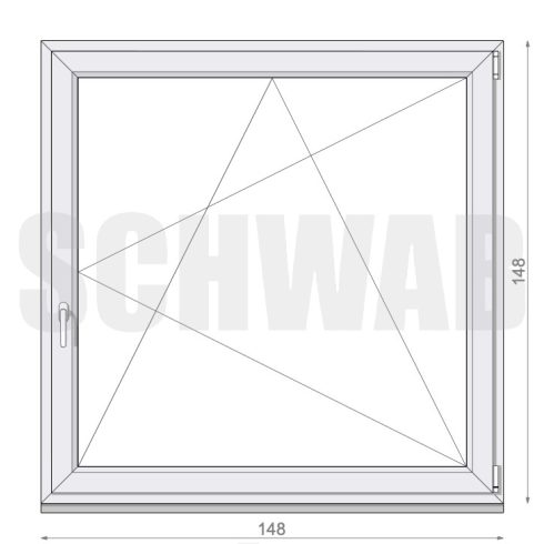 150x150 cm műanyag bukó-nyíló ablak jobbos - KIFUTÓ