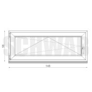   150x60 cm műanyag bukó-nyíló ablak balos (csak bukó állásban használható!)