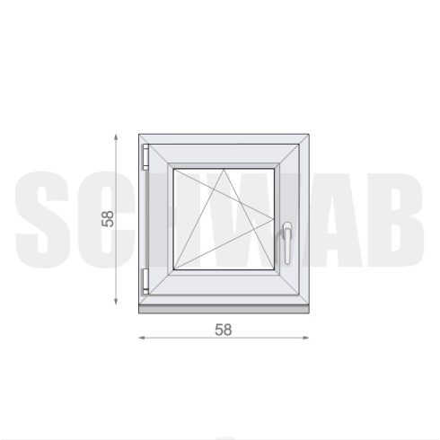 60x60_cm műanyag bukó-nyíló ablak balos könnyített