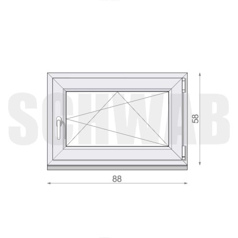 90x60 cm műanyag bukó-nyíló ablak jobbos