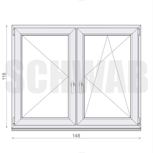 150x120 cm kétszárnyú tokosztott műanyag ablak jobbos - KIFUTÓ