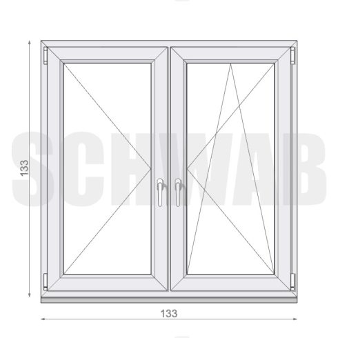 150x135 cm kétszárnyú tokosztott műanyag ablak jobbos - KIFUTÓ