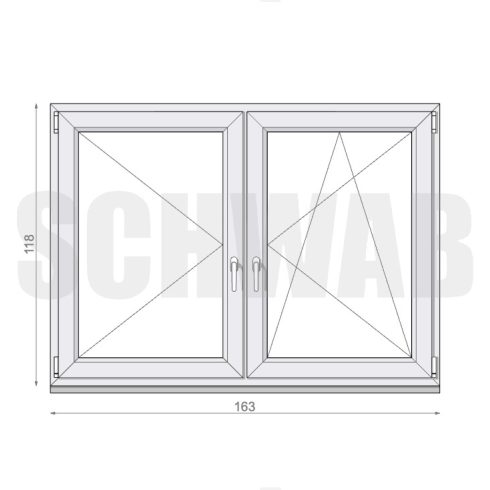 165x120 cm kétszárnyú tokosztott műanyag ablak jobbos - KIFUTÓ