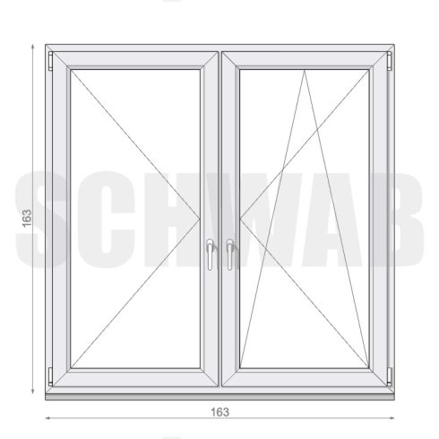 165x165 cm kétszárnyú tokosztott műanyag ablak jobbos - KIFUTÓ
