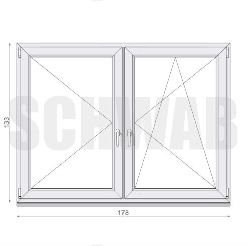 180x135 cm kétszárnyú tokosztott műanyag ablak jobbos - KIFUTÓ