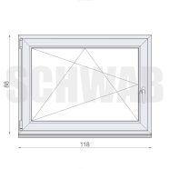 120x90 cm műanyag bukó-nyíló ablak balos - KIFUTÓ