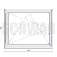 150x120 cm műanyag bukó-nyíló ablak balos - KIFUTÓ