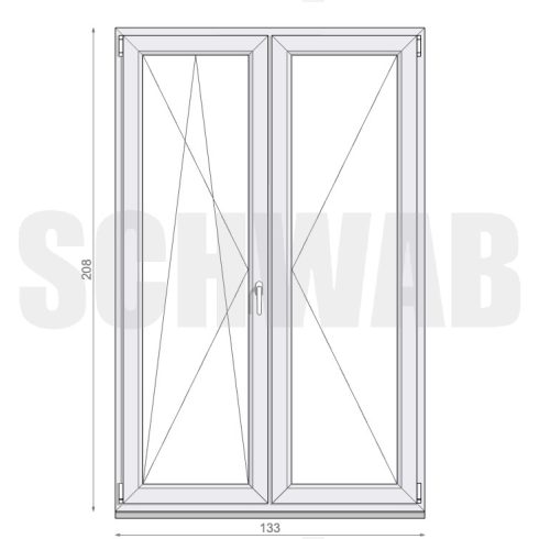 135x210 cm műanyag erkélyajtó balos ESG biztonsági üveggel - KIFUTÓ