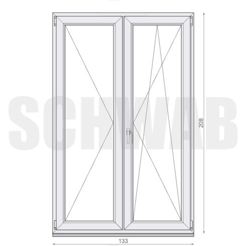 135x210 cm műanyag erkélyajtó jobbos ESG biztonsági üveggel - KIFUTÓ