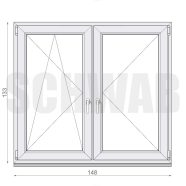   150x135 cm kétszárnyú tokosztott műanyag ablak balos - KIFUTÓ
